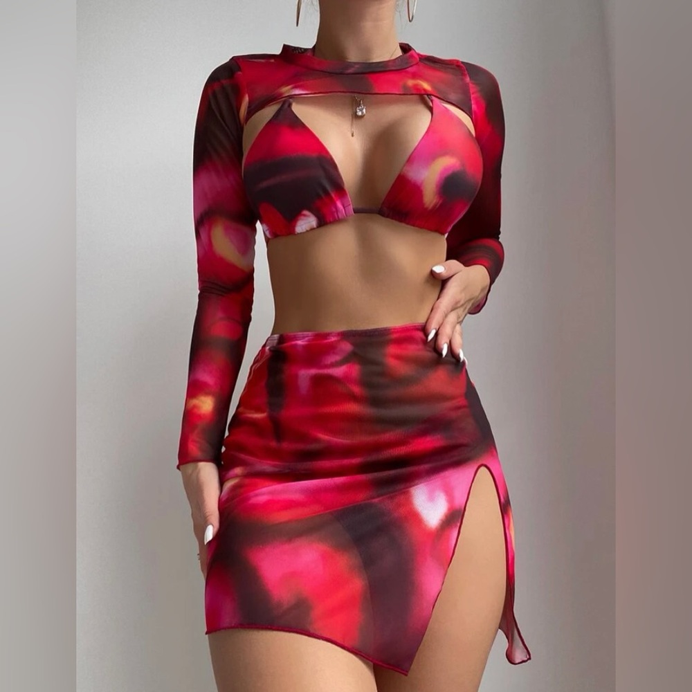 Pack  Random Tie Dye Tie Back Triangle Bikini Swimsuit 🌊💫